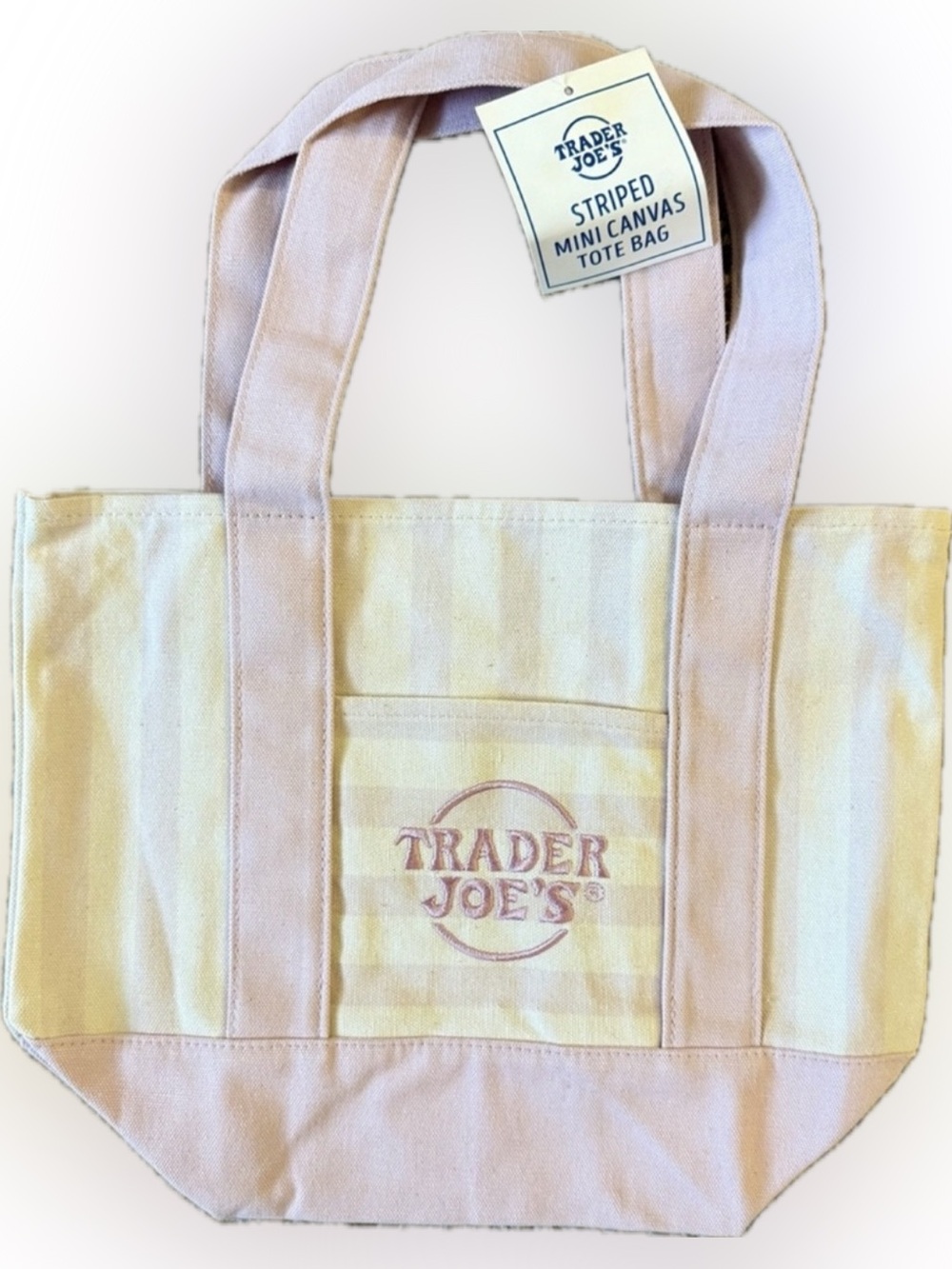 NEW Trader Joe’s Pink Stripe Mini Canvas Tote